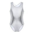 thumbnail image 1 of Fldy Big Girls Sleeveless Open Back with Straps Glittery Ballet Dance Gymnastics Leotard Jumpsuit Silver L, 1 of 7