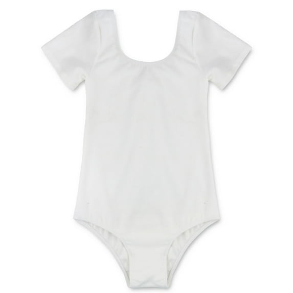 Fldy Girls Children Basic Short Sleeve Ballet Dance Leotard Gymnastics Ballerina Professional Ballet White 4
