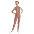 thumbnail image 1 of Fldy Girls Gymnastics Unitard Sparkly Sleeveless Full Body Leotard Kids Tumbling Dance Bodysuit One Piece Dusty Pink 14, 1 of 7