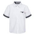 thumbnail image 1 of Fldy Kids Boys Casual Short Sleeve School Shirts Turndown Collar Button Closure Polka Dots Print White 100, 1 of 7