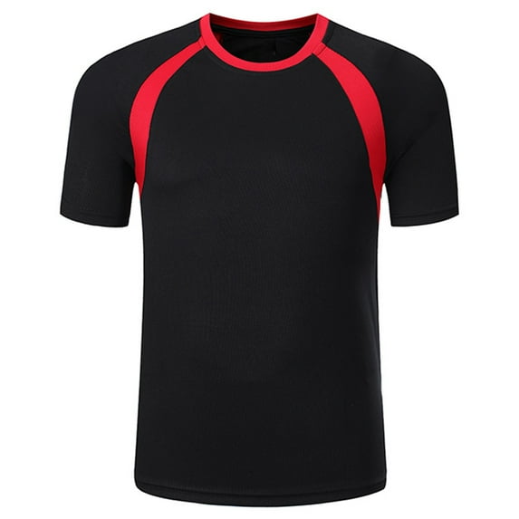 Fldy Kids Boys Football Soccer Jerseys Shirt Short Sleeve Dry Fit T-Shirt Running Workout Shirts Black 2XL