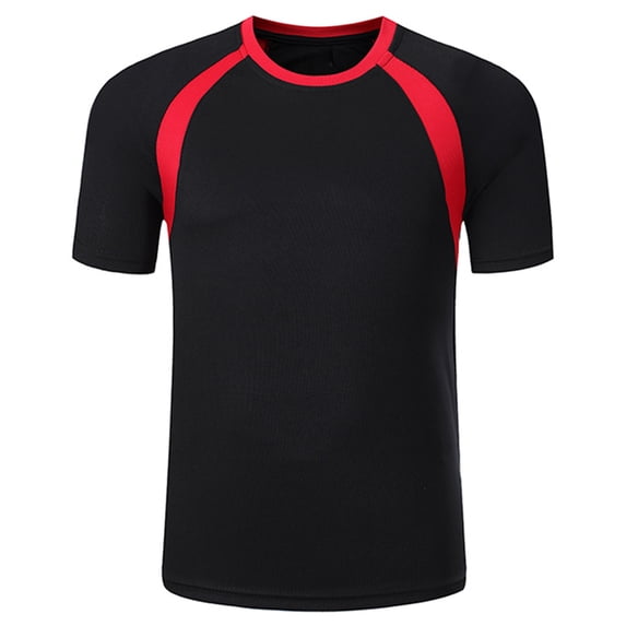 Fldy Kids Boys Football Soccer Jerseys Shirt Short Sleeve Workout Sport Tops Moisture Wicking Running Black 3XL