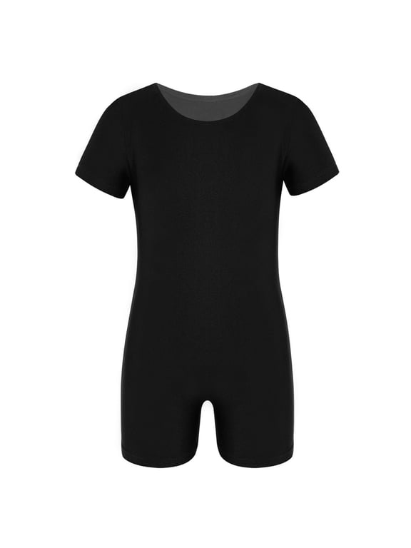 Kids Boys Girls Basic Gymnastics Leotard One-Piece Ballet Dance Jumpsuit Unitard Bodysuit Black 8