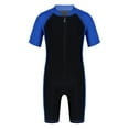 thumbnail image 1 of Fldy Kids Boys Girls One Piece Swimsuit UPF 50+ Sun Protection Swimwear Rash Guard Zipper Wetsuit Blue&Black 12, 1 of 7