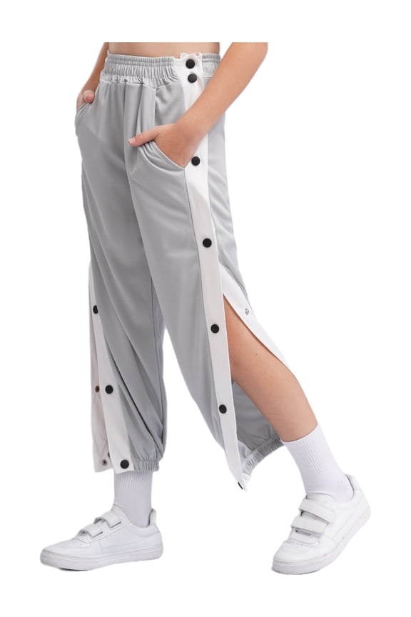 Kids Boys Post Surgery Pants Tear Away Button Trousers Basketball Track Bottom Jogging Pants Gray 150