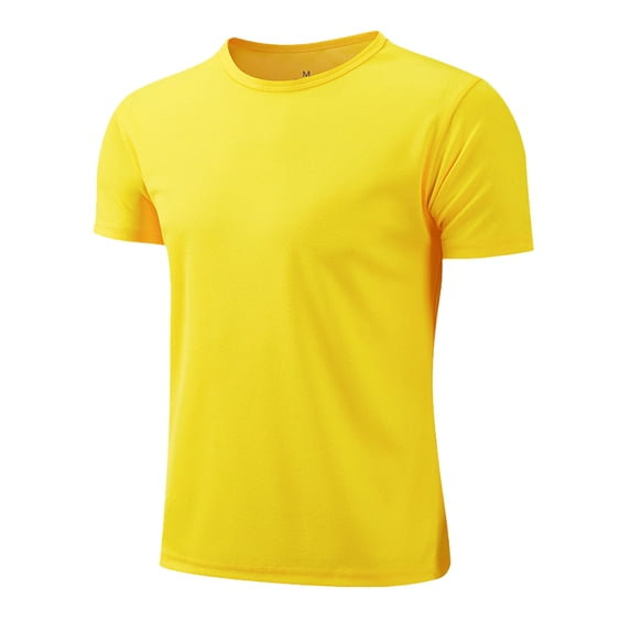 Fldy Kids Boys Running Athletic T-Shirts Quick Dry Short Sleeve Tee Tops Workout Activewear Yellow 12-13