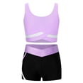 thumbnail image 1 of Fldy Kids Girls 2 Piece Ballet Yoga Workout Tracksuit Sleeveless Dance Crop Top with Shorts Set Light Purple 16, 1 of 7