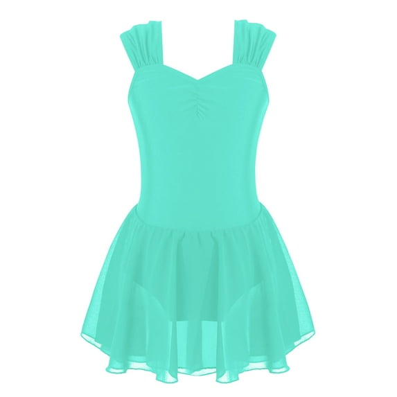 Fldy Kids Girls Camisole Gymnastics Leotard Dress Classic Ballet Lyrical Modern Dance Performance Green 4