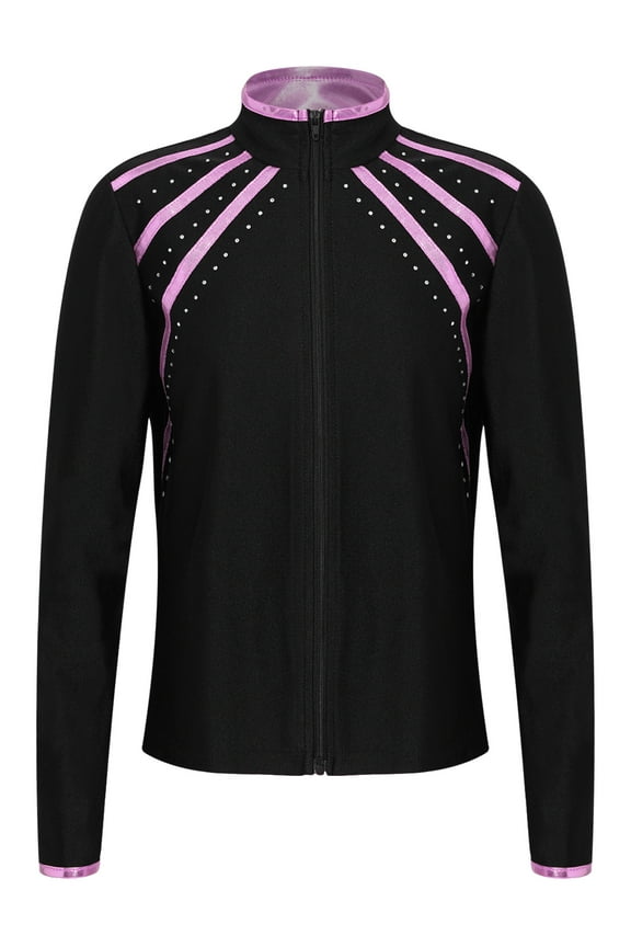 Kids Girls Figure Skating Jackets Athletic Jacket Sweatshirts Ice Skating Gym Training Tops Pink 8