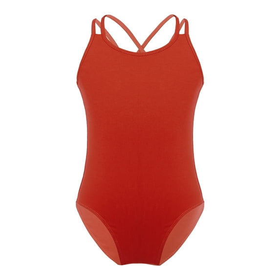 Fldy Kids Girls Gymnastic Leotard Spaghetti Straps Ballet Leotard Sleeveless Dance Bodysuit Burgundy 12-14