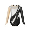 thumbnail image 1 of Fldy Kids Girls Long Sleeve Gymnastic Leotard Sparkly Rhinestone Ballet Dance One Piece Bodysuit Silver 8, 1 of 7