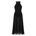 thumbnail image 1 of Fldy Kids Girls Mock Neck Lyrical Contemporary Ballet Dance Leotard Mesh Maxi Skirt Dress Stage Black 14, 1 of 6
