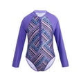 thumbnail image 1 of Fldy Kids Girls One Piece Rash Guard Swimsuit Long Sleeves Bathing Suit Sun Protection Swimwear Purple 14, 1 of 7
