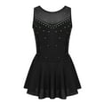 thumbnail image 1 of Fldy Kids Girls Rhinestone Mesh Splice Ballet Leotard Skirt Lyrical Dance Ice Skating Dress Black 16, 1 of 7