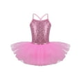 thumbnail image 1 of Fldy Kids Girls Sequins Ballet Tutu Dress Dancewear Athletic Camisole Ballerina Dance Costumes Pink 5-6, 1 of 7
