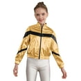 thumbnail image 1 of Fldy Kids Girls Shiny Metallic Bomber Jacket Coat Hip Hop Jazz Outwear Summer Casual Wear Gold 16, 1 of 7