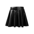 thumbnail image 1 of Fldy Kids Girls Shiny Metallic Stretchy Flared High Waist Mini Skirt A-Line Pleated Athletic Dance Skirt Black 16, 1 of 6