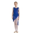 thumbnail image 1 of Fldy Kids Girls Sleeveless Sequins Lyrical Ballet Modern Dance Dress Mesh Patchwork Irregular Hem Royal Blue 16, 1 of 5