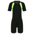 thumbnail image 1 of Fldy Kids One Piece Shorty Swimsuit Zipper Front Rash Guard Swimwear Quick Dry Bathing Suit Wetsuit Black Yellow 14, 1 of 7