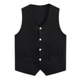 thumbnail image 1 of Fldy Kids Volunteer Activities Vest Solid Color Button Down Waistcoat Boys Girls Waiter Uniform Black 14-15, 1 of 3