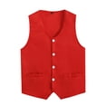 thumbnail image 1 of Fldy Kids Volunteer Activities Vest Solid Color Button Down Waistcoat Boys Girls Waiter Uniform Red 5-6, 1 of 6