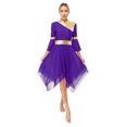 thumbnail image 1 of Fldy Liturgical Praise Dancewear for Women Mock Neck Church Worship Dance Overlays Contemporary Purple S, 1 of 7