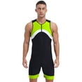 thumbnail image 1 of Fldy Mens One Piece Swimsuit Sleeveless Zipper Bathing Suit Surfing Rash Guard Wetsuit Fluorescent Green 3XL, 1 of 7