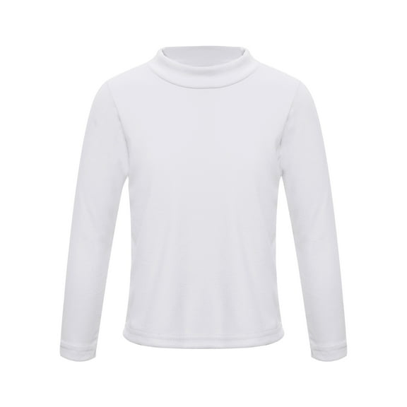 Fldy Thermal Tops for Boys Girls Fleece Lined Underwear Long Sleeve Undershirt Tops Base Layer Cotton White 130