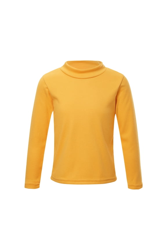 Thermal Tops for Boys Girls Fleece Lined Underwear Long Sleeve Undershirt Tops Base Layer Cotton Yellow 160