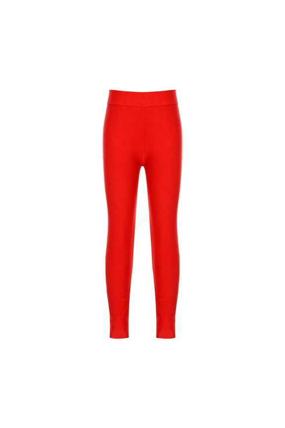 Youth Girls' Athletic Dance Leggings Kids Solid Compression Pants Running Active Yoga Tights Red 10