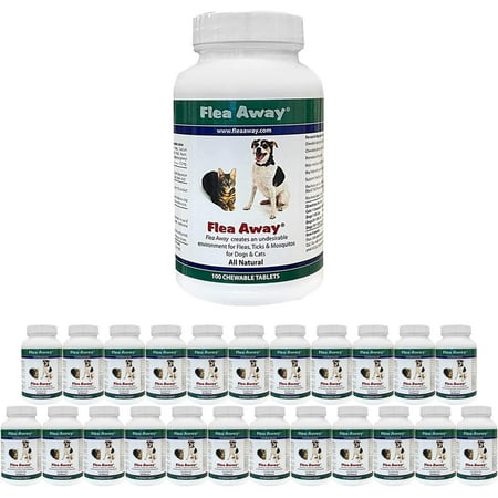 Flea Away All Natural Flea, Tick, and Mosquito Repellent for Dogs and Cats, 100 Chewable Tablets, 24 Pack