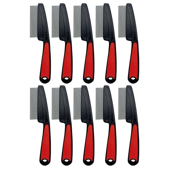 Flea Comb for Dogs and Cats with Fine Stainless Steel Teeth Lice Removal Grooming Tool for All Pet Coat Types Gentle Detangling and Cleaning Pet Supplies 10PCS