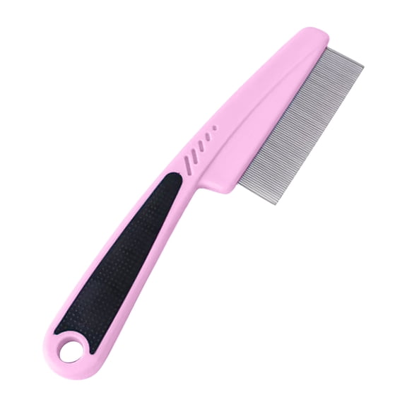 Flea Comb for Dogs and Cats, Fine-Toothed Pet Combs for Detangling or Dematting Face & Paws, 7x1.6 Inch, Pink