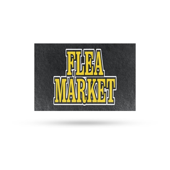 Flea Market Vinyl Decal 12 Inch x 16 Inch Weatherproof Heavy-Duty Adhesive Backing | Local Vendors, Great Bargains, Event Promotions | Made in USA