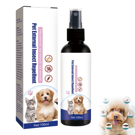 Flea Repellent Spray for Dogs Cats Natural Chili Cinnamon Citronella Formula Helps Repel Parasites Maintain Clean Coat 100ml Pet Grooming