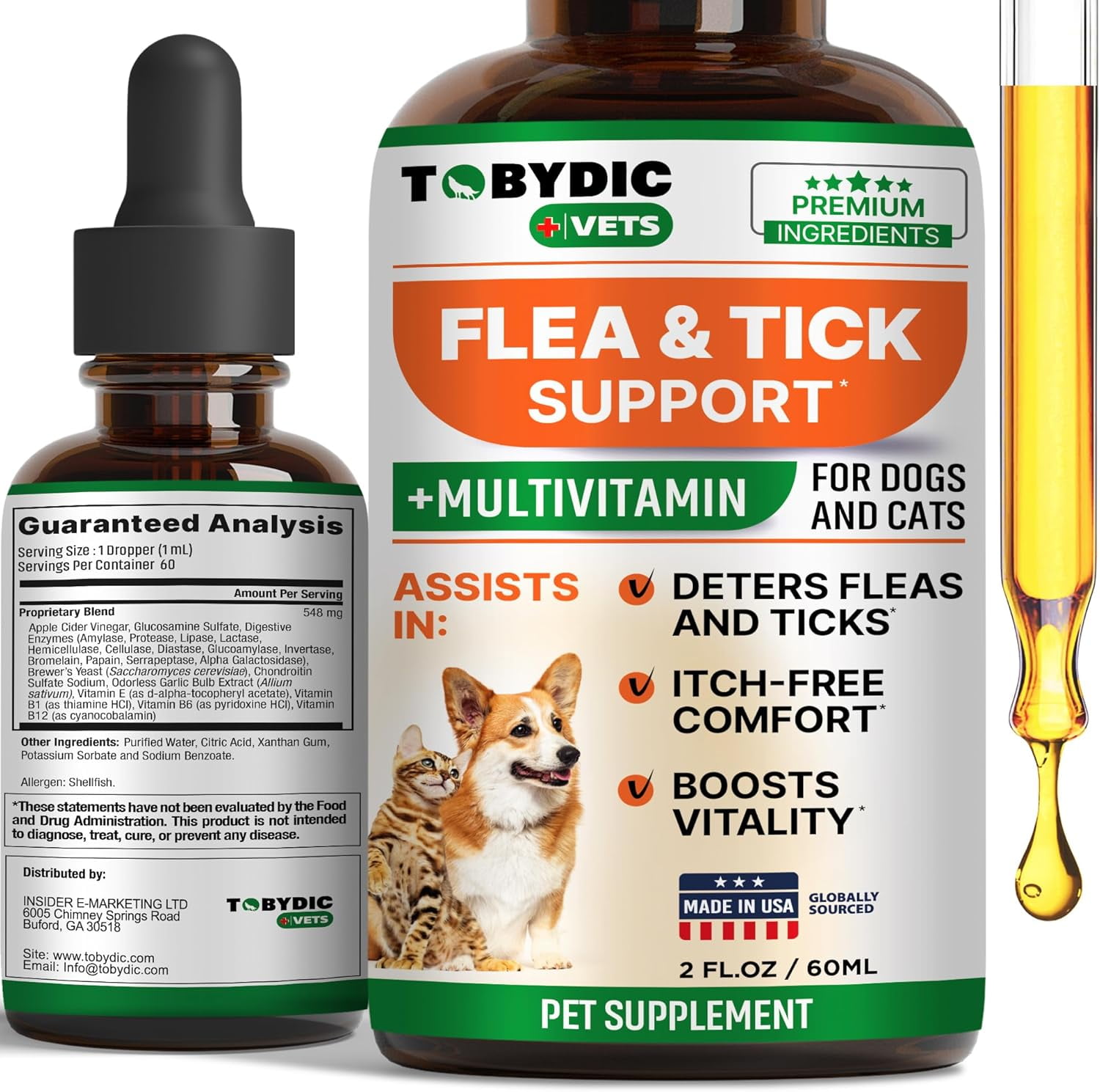 Flea & Tick Prevention Support - Oral Flea Natural Control & Treatment for Dogs and Cats - Herbal Medicine for Small and Large Dogs with Multivitamin Pet Supplement Made in USA
