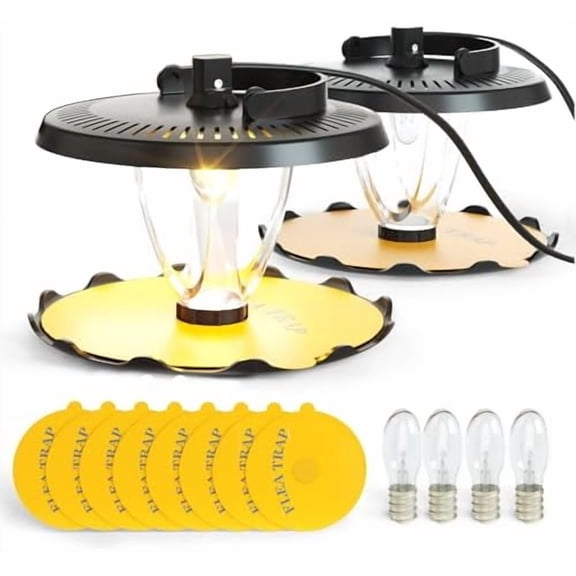 Flea Trap for Inside Your Home Indoor Electric Flea Light Catcher and Kiler for House 2 Pack with 8 Sticky Pads Refills and 4 Replacement Lightbulb$$Garden & Patio