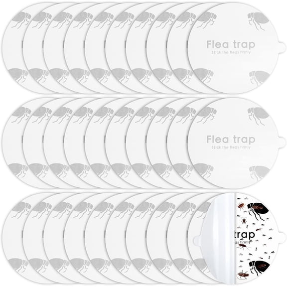 Flea Trap Refill Discs Sticky Fly Trap Refill Glue Board Refills Double Layer Adhesive Nontoxic Odorless Pest Control Replacement Sticky Glue Pads 7.1 Inch for Bugs Flies(30 Pcs)