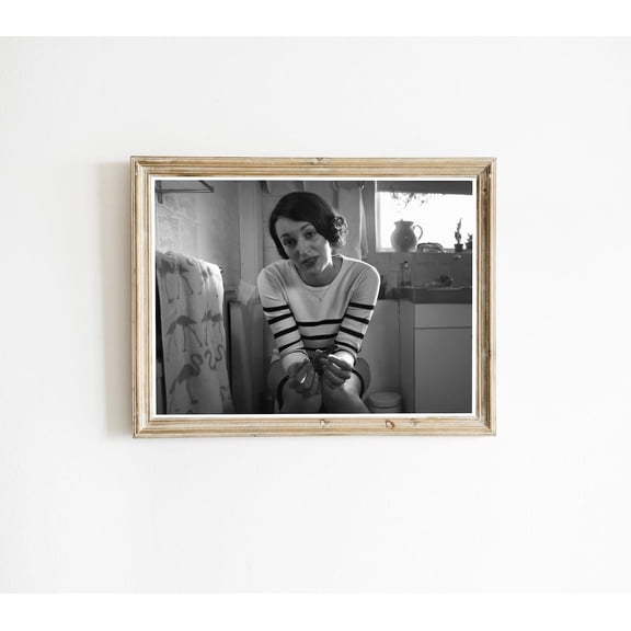 Fleabag Bathroom, Funny Bathroom Decor, Black and White, Toilet Print, Restroom Decor, Toilet Humor, Bathroom Wall Art, Unframed Poster Size 8x12