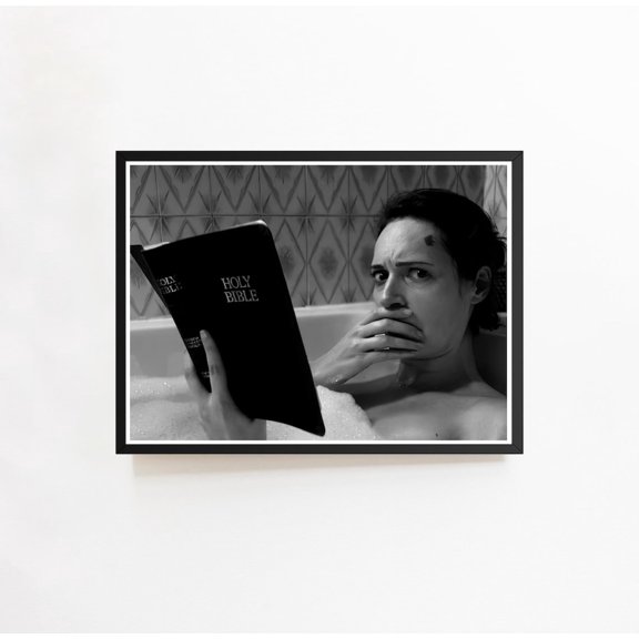 Fleabag Confessional Church Kneeling Bathroom Black and White Funny TV Photography Art, Unframed Poster