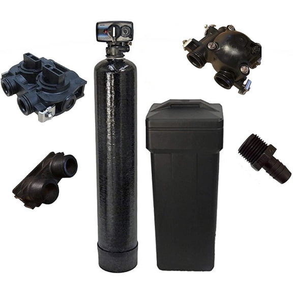 Fleck 5600 Mechanical Metered Upgraded 10% High Quality Resin 48k 48,000 grains Whole Home Metered On Demand Water Softener Ships loaded BLACK