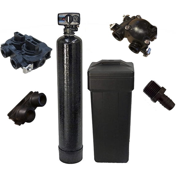 Fleck 5600 Mechanical Metered Upgraded 10% High Quality Resin 48k 48,000 grains Whole Home Metered On Demand Water Softener Ships loaded BLACK