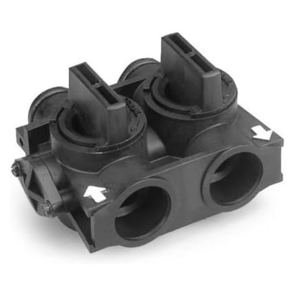 Fleck 60049 Bypass Valve Yoke for Water Softeners - 5600-SE, 5000, 8500 Series - Plastic In/Out Connection - Replacement Part