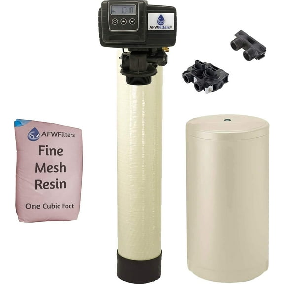 Fleck IRONPRO2 Pro 2 Combination Water Softener Iron Filter 5600SXT Digital metered Valve for Whole House 32,000 Grains, Almond