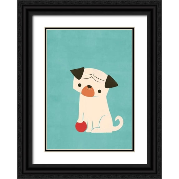 Fleck, Jay 14x18 Black Ornate Wood Framed with Double Matting Museum Art Print Titled - My Red Ball