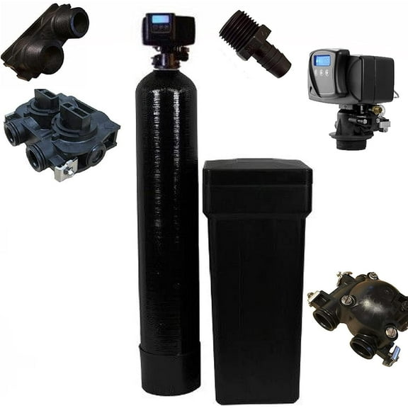 Fleck Whole House 64k Water Softener System Upgraded 10% Resin 5600sxt Metered on-demand with 3/4" bypass and brine tank, 64,000 grain 10% Crosslink resin - complete system