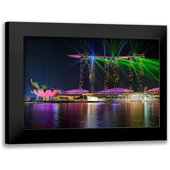 Fleckenstein, Martin 14x11 Black Modern Framed Museum Art Print Titled - Marina Bay Sands Lasershow