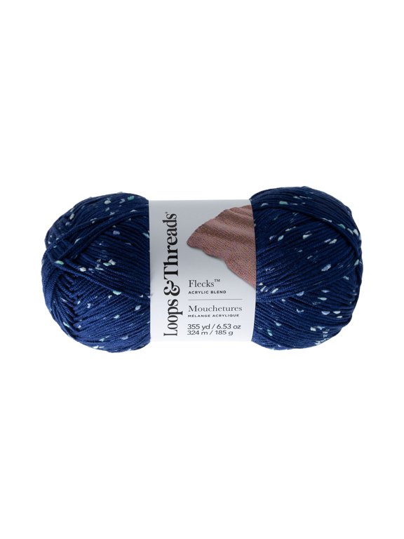 Flecks Yarn by Loops & Threads - Yarn for Knitting - Crochet - Weaving - and Arts & Crafts - Blue - Acrylic Blend - 6.53 oz