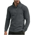 thumbnail image 1 of Fleece 1/4 Zip Pullover for Men Causal Fall Winter Soft Velvet Thermal Base Sweaters Long Sleeve Stand Collar Tops (XL, Dark Gray), 1 of 5