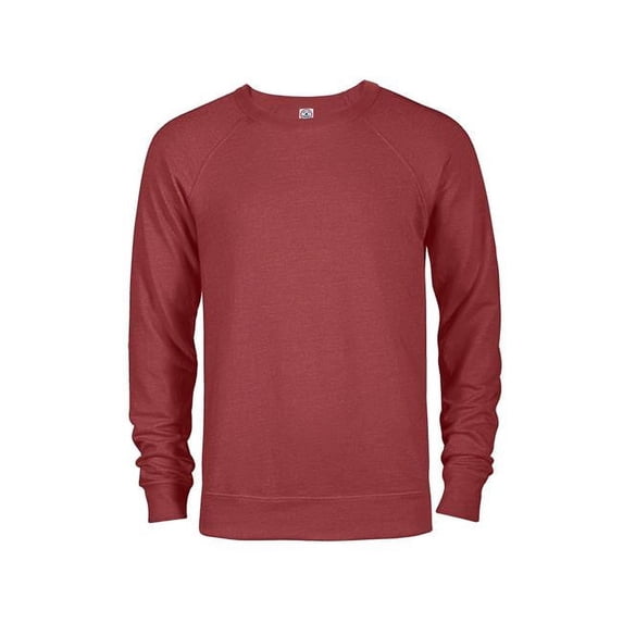 Fleece Adult Unisex French Terry Crew Pullover, Red Heather - Large